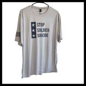 NWOT Port‎ & Company Stop Soldier Suicide Performance Shirt Gray Mens Large